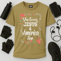 She Loves Jesus.And America Too 4th Of July Cooling Performance Crew T-Shirt