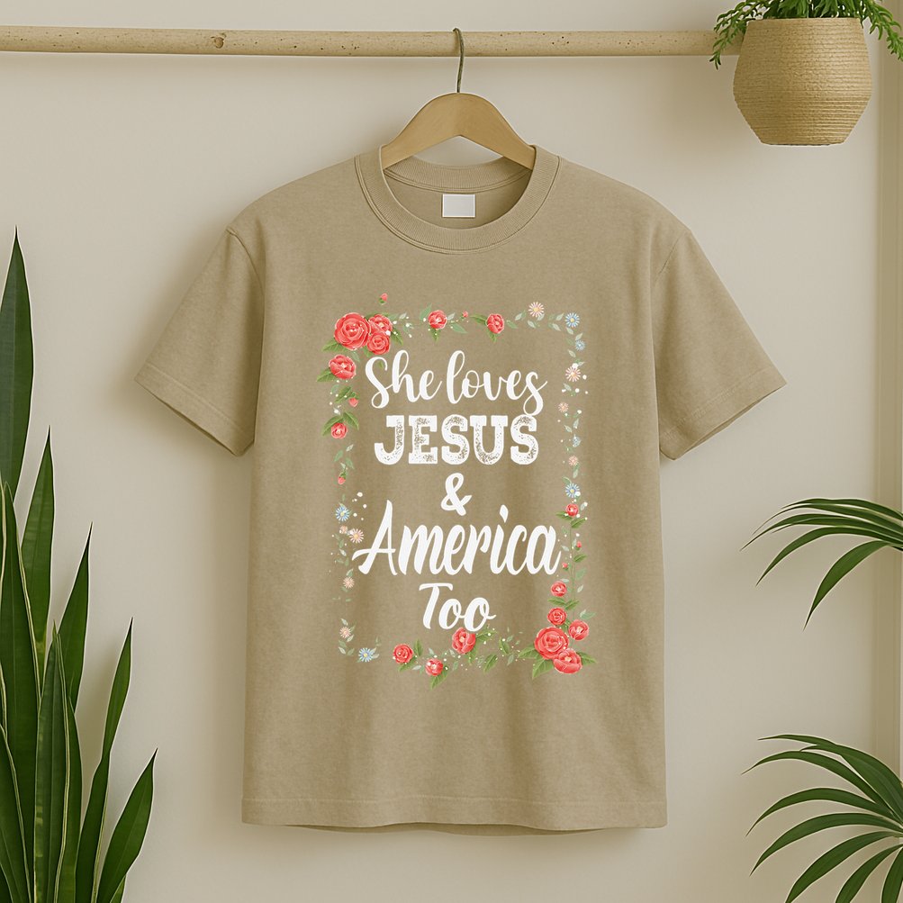 She Loves Jesus.And America Too 4th Of July T-Shirt