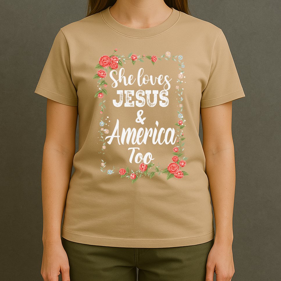 She Loves Jesus.And America Too 4th Of July T-Shirt