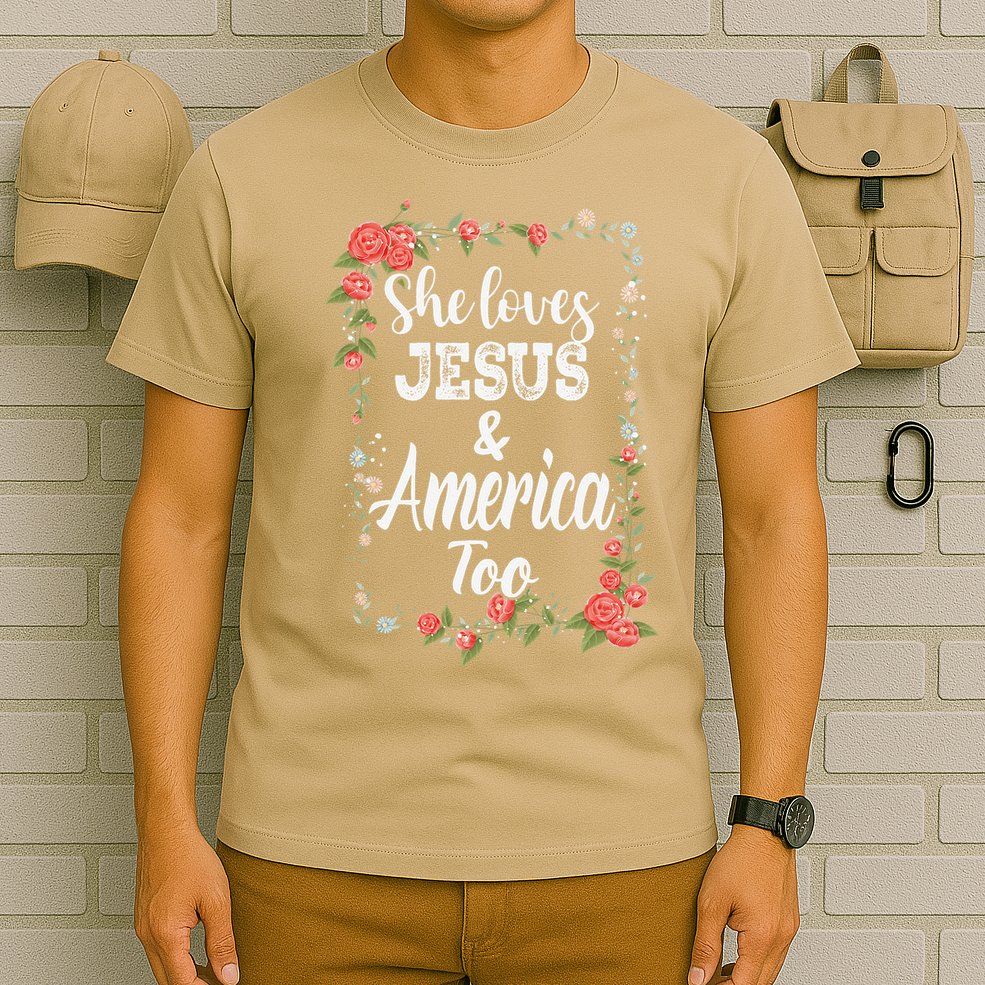 She Loves Jesus.And America Too 4th Of July T-Shirt