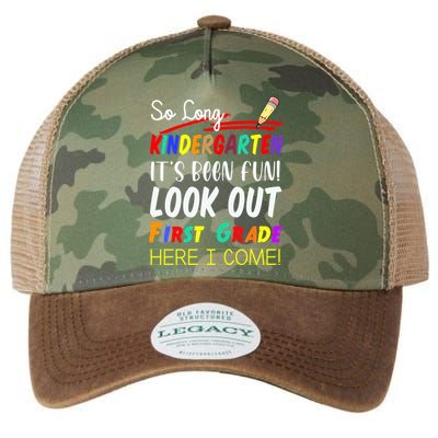 So Long Kindergarten Here I Come 1 Grade Graduation Fun Legacy Tie Dye Trucker Hat