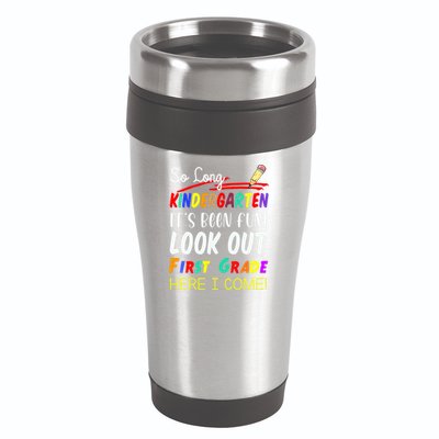 So Long Kindergarten Here I Come 1 Grade Graduation Fun 16oz Travel Tumbler