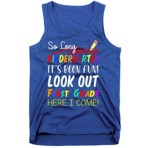 So Long Kindergarten Here I Come 1 Grade Graduation Fun Tank Top