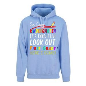 So Long Kindergarten Here I Come 1 Grade Graduation Fun Unisex Surf Hoodie