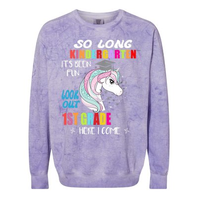 So Long Kindergarten 1st Grade Here I Come Graduation Girl Colorblast Crewneck Sweatshirt