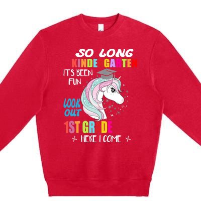 So Long Kindergarten 1st Grade Here I Come Graduation Girl Premium Crewneck Sweatshirt