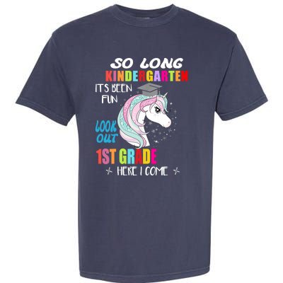 So Long Kindergarten 1st Grade Here I Come Graduation Girl Garment-Dyed Heavyweight T-Shirt