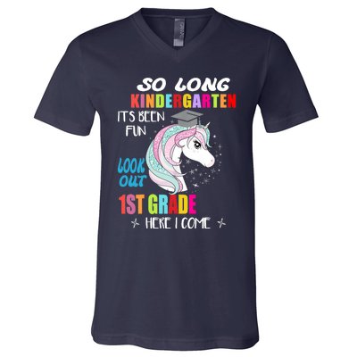 So Long Kindergarten 1st Grade Here I Come Graduation Girl V-Neck T-Shirt