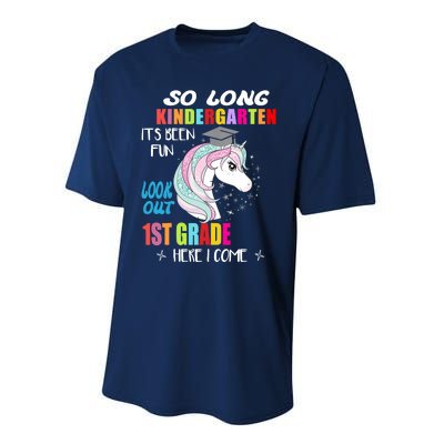 So Long Kindergarten 1st Grade Here I Come Graduation Girl Performance Sprint T-Shirt