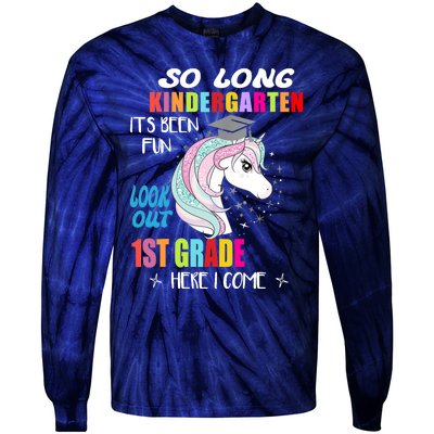 So Long Kindergarten 1st Grade Here I Come Graduation Girl Tie-Dye Long Sleeve Shirt