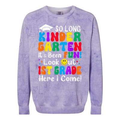 So Long Kindergarten 1st Grade Here I Come Back To School Colorblast Crewneck Sweatshirt