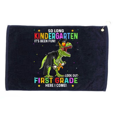 So Long Kindergarten Hello 1st Grade Dinosaur Boy Graduation Grommeted Golf Towel