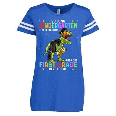 So Long Kindergarten Hello 1st Grade Dinosaur Boy Graduation Enza Ladies Jersey Football T-Shirt