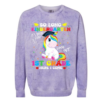 So Long Kindergarten 1st Grade Here I Come Colorblast Crewneck Sweatshirt