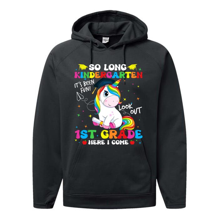 So Long Kindergarten 1st Grade Here I Come Performance Fleece Hoodie