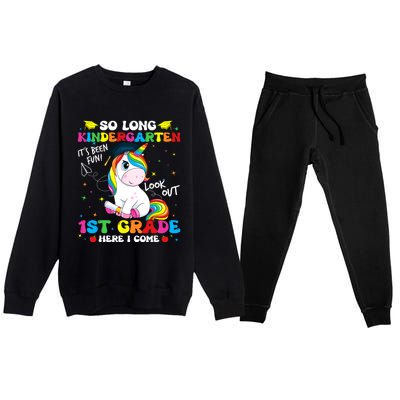 So Long Kindergarten 1st Grade Here I Come Premium Crewneck Sweatsuit Set