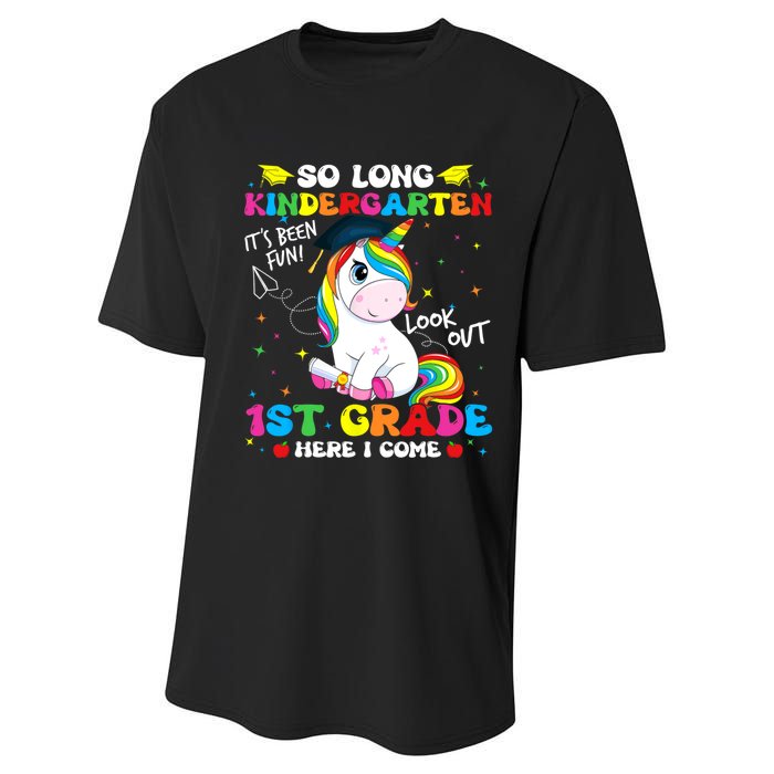 So Long Kindergarten 1st Grade Here I Come Performance Sprint T-Shirt