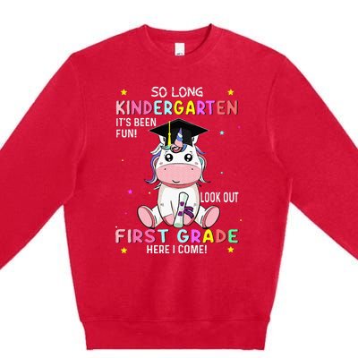 So Long Kindergarten Graduation Class 2024 Unicorn Premium Crewneck Sweatshirt