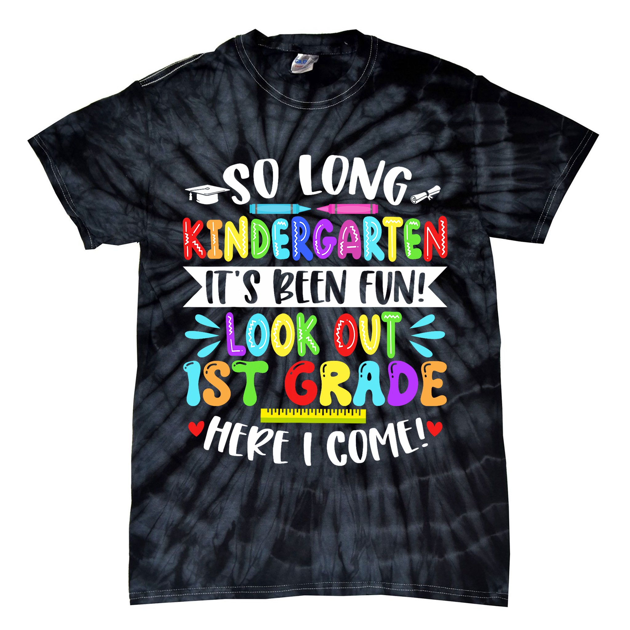 So Long Kindergarten Happy Last Day Of School Grad 2025  Tie-Dye T-Shirt