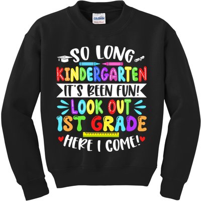 So Long Kindergarten Happy Last Day Of School Grad 2025  Kids Sweatshirt