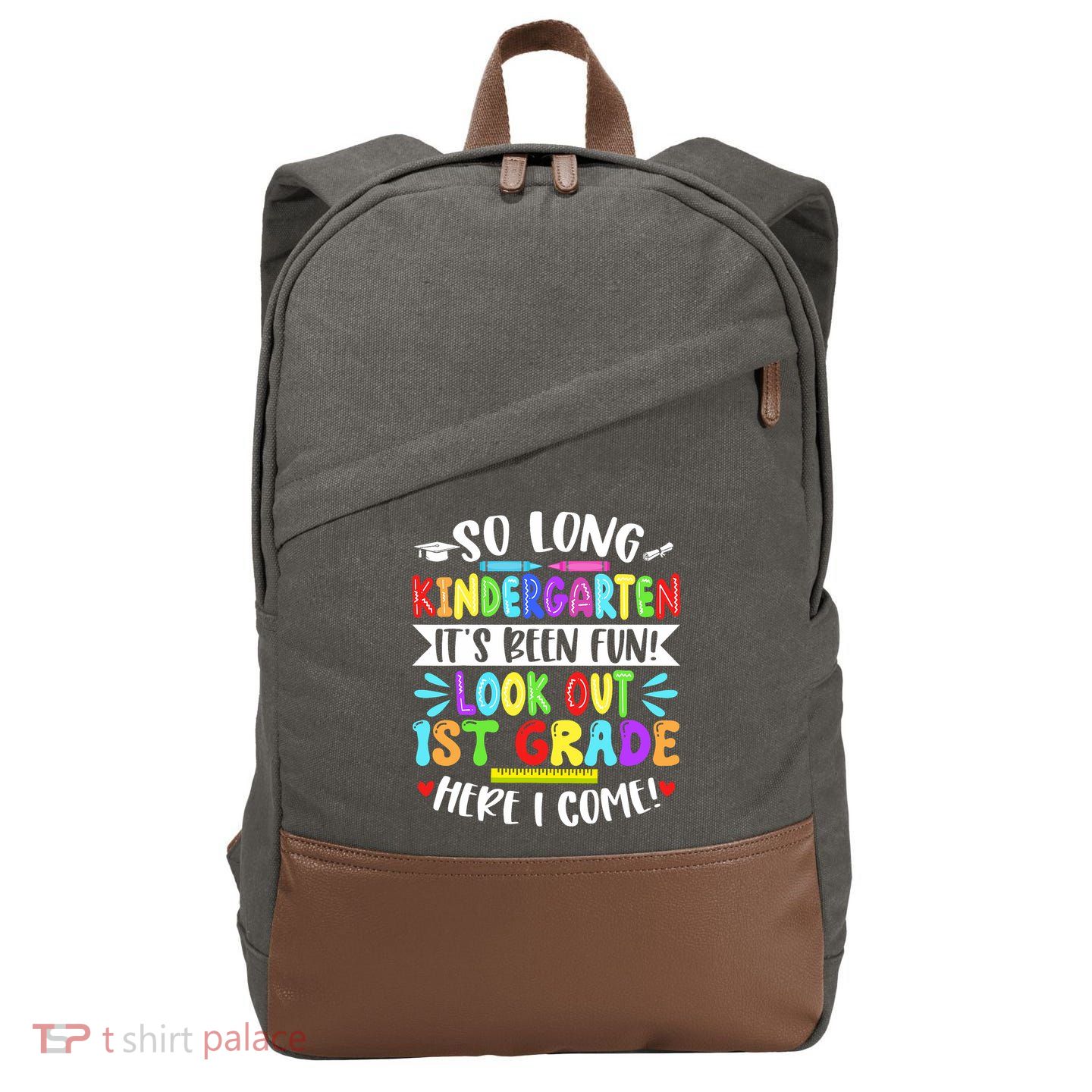 So Long Kindergarten Happy Last Day Of School Grad 2025  Cotton Canvas Backpack