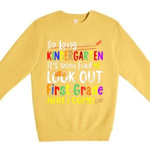 So Long Kindergarten Here I Come 1 Grade Graduation Fun Premium Crewneck Sweatshirt