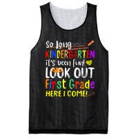 So Long Kindergarten Here I Come 1 Grade Graduation Fun Mesh Reversible Basketball Jersey Tank