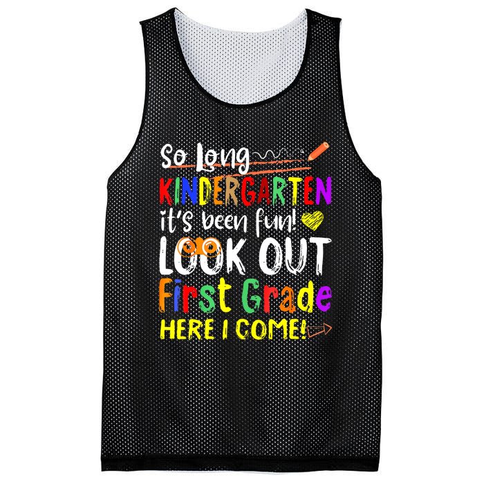 So Long Kindergarten Here I Come 1 Grade Graduation Fun Mesh Reversible Basketball Jersey Tank