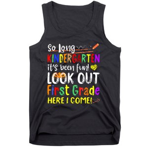 So Long Kindergarten Here I Come 1 Grade Graduation Fun Tank Top