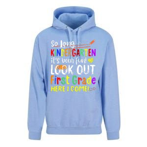 So Long Kindergarten Here I Come 1 Grade Graduation Fun Unisex Surf Hoodie