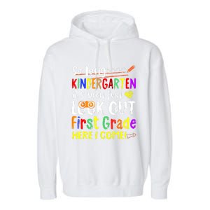 So Long Kindergarten Here I Come 1 Grade Graduation Fun Garment-Dyed Fleece Hoodie