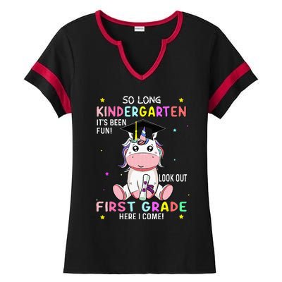 So Long Kindergarten Graduation Class 2024 Unicorn Ladies Halftime Notch Neck Tee