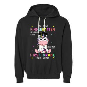 So Long Kindergarten Graduation Class 2024 Unicorn Garment-Dyed Fleece Hoodie