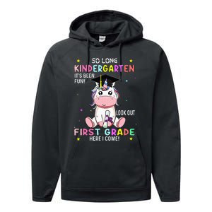 So Long Kindergarten Graduation Class 2024 Unicorn Performance Fleece Hoodie