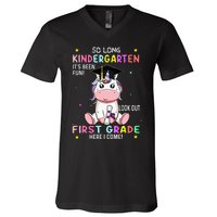 So Long Kindergarten Graduation Class 2024 Unicorn V-Neck T-Shirt