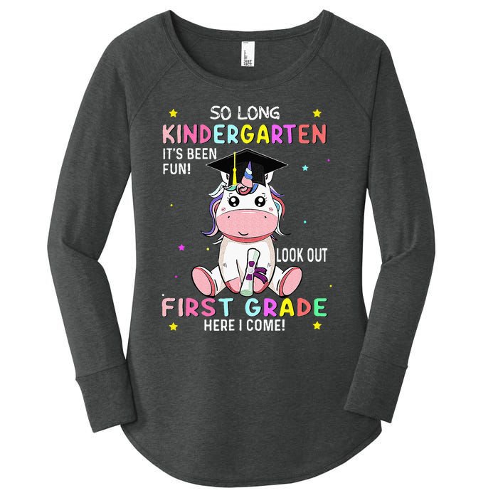 So Long Kindergarten Graduation Class 2024 Unicorn Women's Perfect Tri Tunic Long Sleeve Shirt