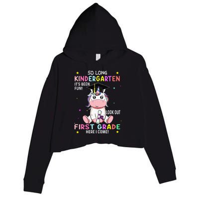 So Long Kindergarten Graduation Class 2024 Unicorn Crop Fleece Hoodie