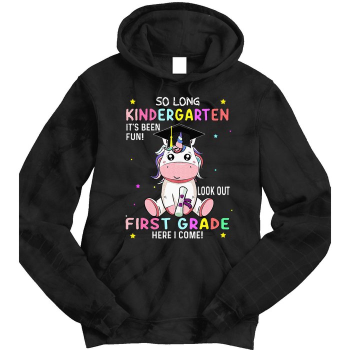 So Long Kindergarten Graduation Class 2024 Unicorn Tie Dye Hoodie