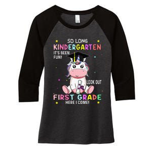 So Long Kindergarten Graduation Class 2024 Unicorn Women's Tri-Blend 3/4-Sleeve Raglan Shirt