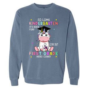 So Long Kindergarten Graduation Class 2024 Unicorn Garment-Dyed Sweatshirt