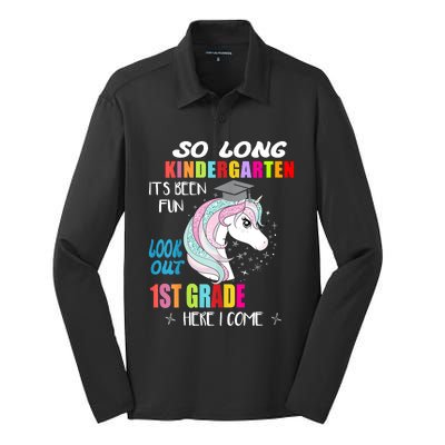 So Long Kindergarten 1st Grade Here I Come Graduation Silk Touch Performance Long Sleeve Polo