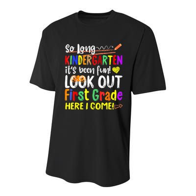 So Long Kindergarten Here I Come 1 Grade Graduation Fun Youth Performance Sprint T-Shirt