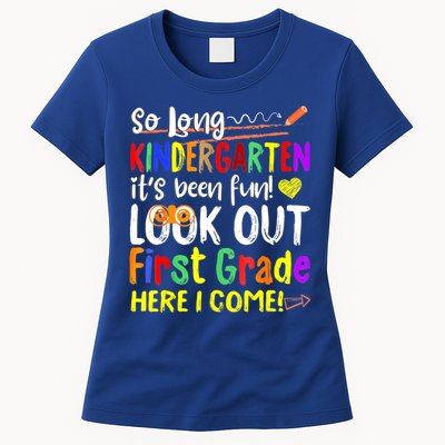 So Long Kindergarten Here I Come 1 Grade Graduation Fun Womens T-Shirt