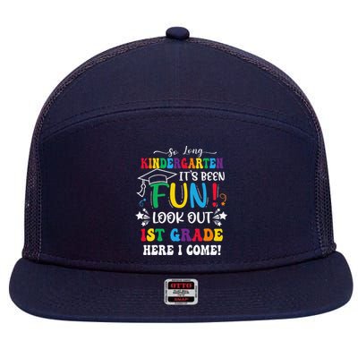 So Long Kindergarten 1st Grade Here I Come Graduation 7 Panel Mesh Trucker Snapback Hat