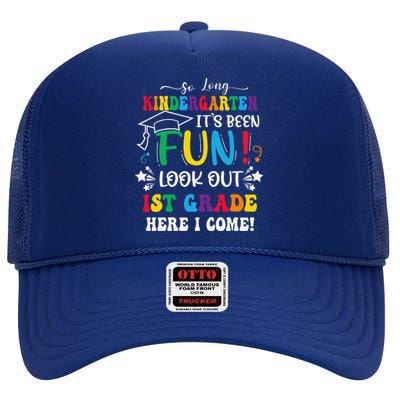 So Long Kindergarten 1st Grade Here I Come Graduation High Crown Mesh Back Trucker Hat