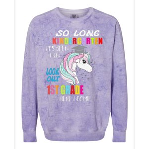 So Long Kindergarten 1st Grade Here I Come Graduation Colorblast Crewneck Sweatshirt