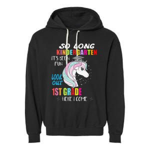 So Long Kindergarten 1st Grade Here I Come Graduation Garment-Dyed Fleece Hoodie