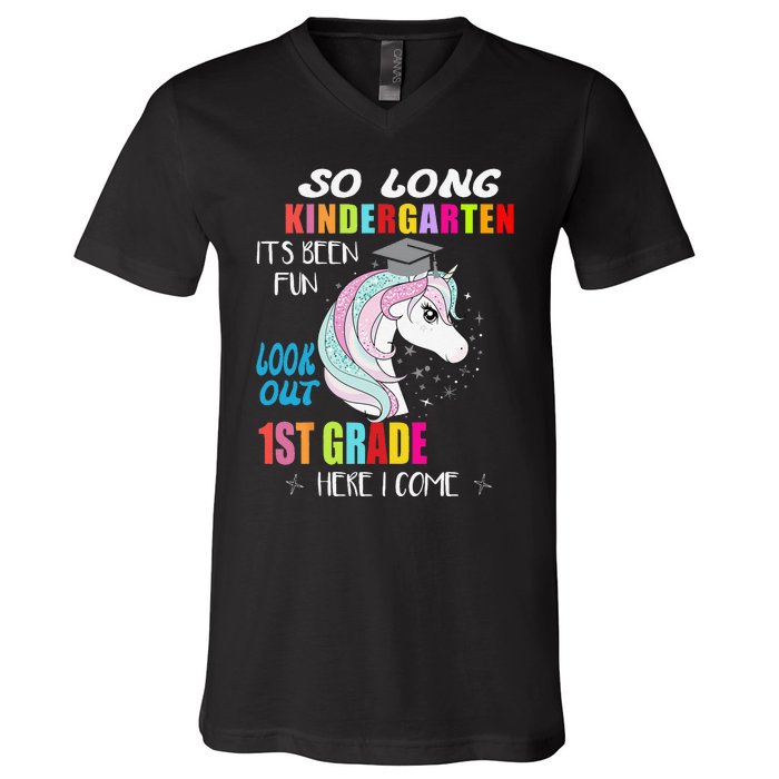 So Long Kindergarten 1st Grade Here I Come Graduation V-Neck T-Shirt