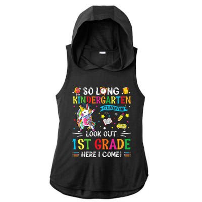 So Long Kindergarten 1st Grade Here I Come Graduation Cap Ladies PosiCharge Tri-Blend Wicking Draft Hoodie Tank