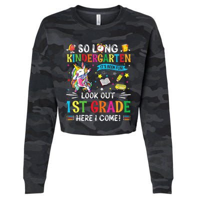 So Long Kindergarten 1st Grade Here I Come Graduation Cap Cropped Pullover Crew